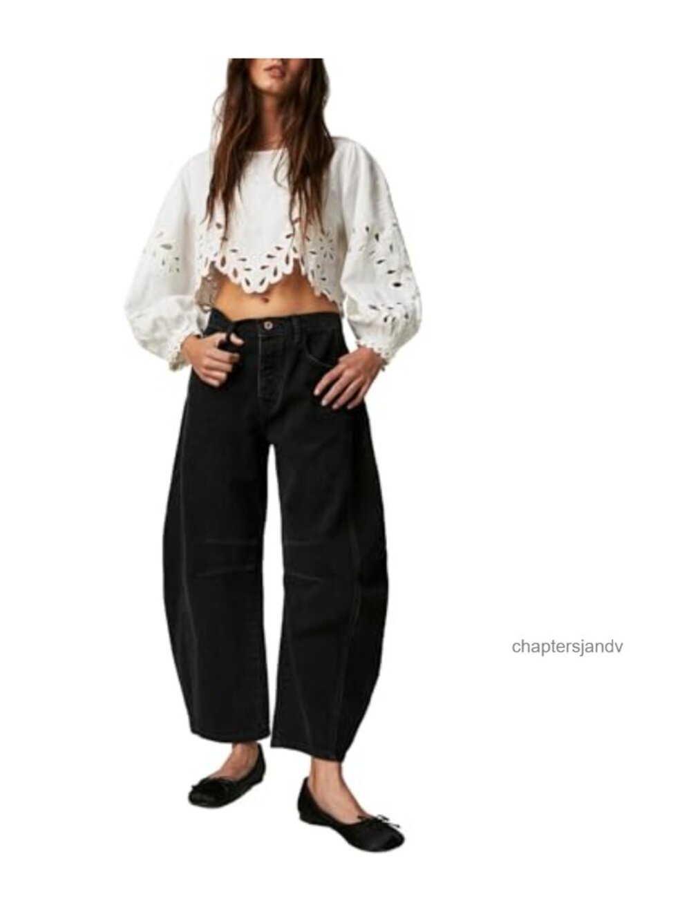 Mid-Rise Barrel Jeans Tapered Leg Relaxed Fit Denim